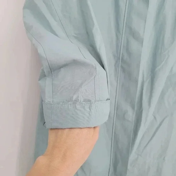 Eileen Fisher Petites Hidden Hood Rain Jacket lightweight blue size Xsmall - Picture 6 of 8